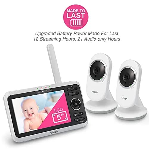 VTech VM350-2 Baby Monitor with 2 Cameras & 5" Screen | No WiFi, 1000ft Range, Night Vision, Temp Sensor thumbnail 3