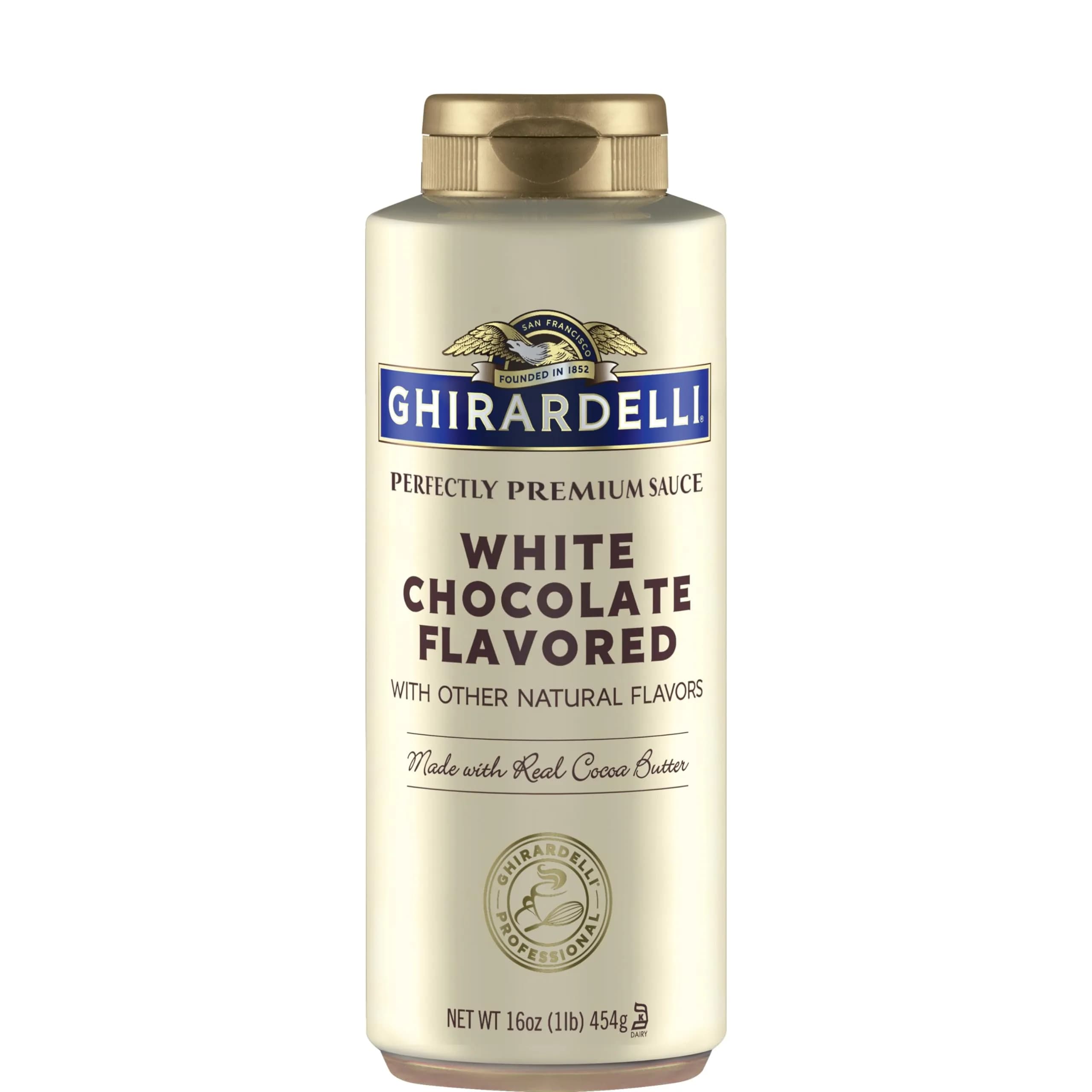 Ghirardelli White Chocolate Flavored Sauce Squeeze Bottle 473ml (16 oz) | USA Import for White Mochas & Lattes - main product image