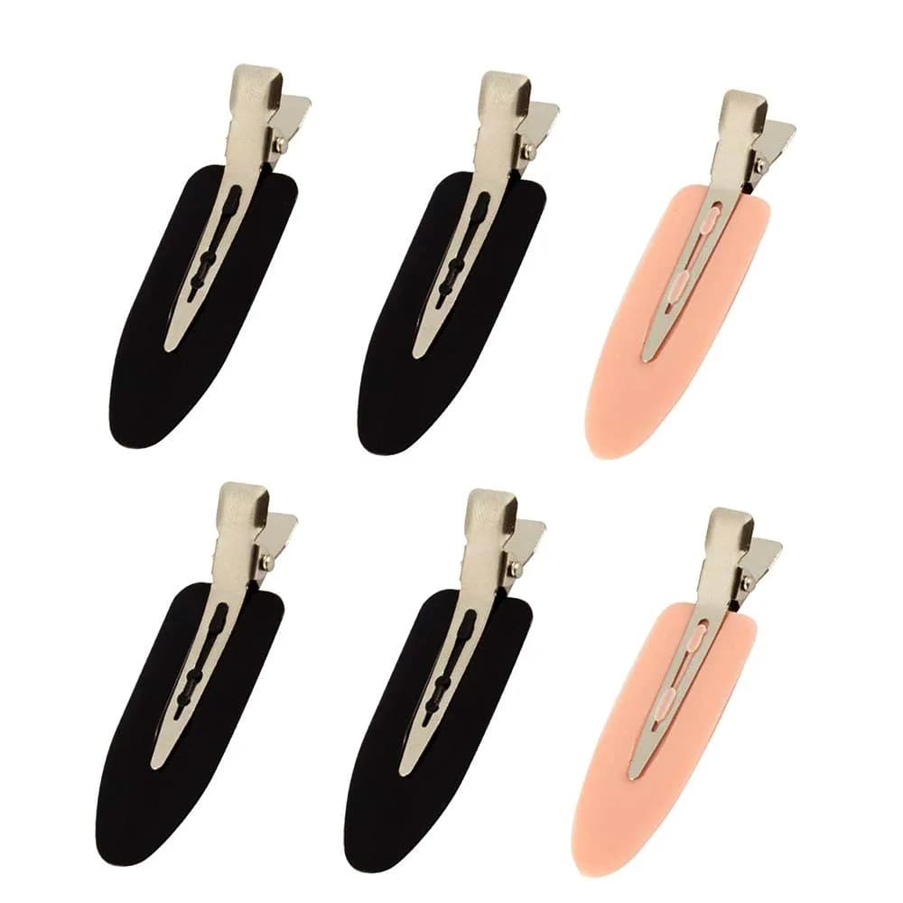 LUOTIVON No Bend Hair Clips 5.5cm (2.17in) | Pack of 6 Black & Pink for Styling, Makeup, Sleeping