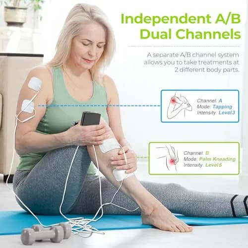 AUVON Dual Channel TENS Unit Muscle Stimulator Machine for Pain Relief, 16 Piece Set | Drug-Free Pain Management thumbnail 3