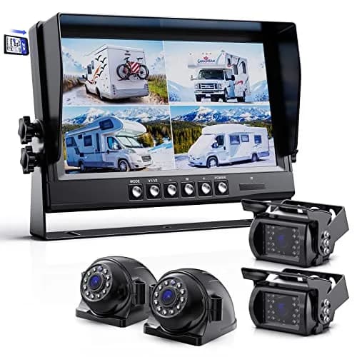 eRapta 1080P Wired Vehicle Safety Camera System Kit, 9" HD DVR Monitor | IP69K Waterproof, 4 HD Cameras, Night Vision, 12-36V thumbnail 1
