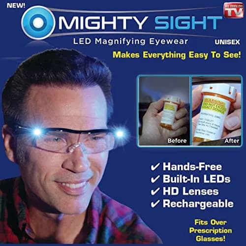 Mighty Sight LED Magnifying Eyewear 1 Count | Hands-Free 160% Magnification with Bright LEDs thumbnail 5