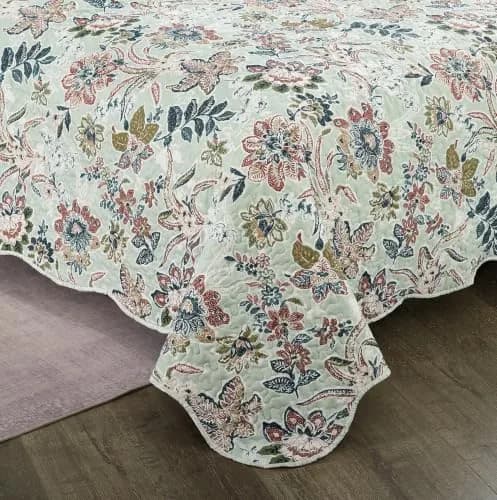 Brilliant Sunshine Green Bedding Set Full/Queen | Vintage Floral Design, All Seasons, Microfiber thumbnail 7