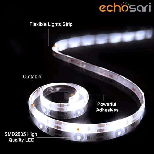 echosari Cool White 9.8ft Battery Operated LED Strip Lights with Remote, 8 Modes, Dimmable thumbnail 2
