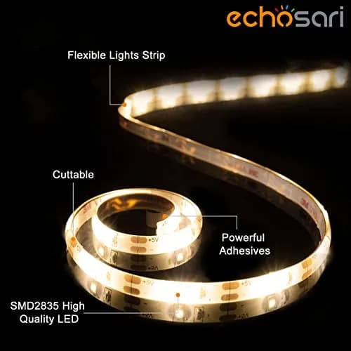 echosari Battery Powered LED Strip Lights 3m (9.8ft) with Remote, 8 Modes, Timer, Warm White | Dimmable & Cuttable for TV, Kitchen, Bedroom Decor thumbnail 3