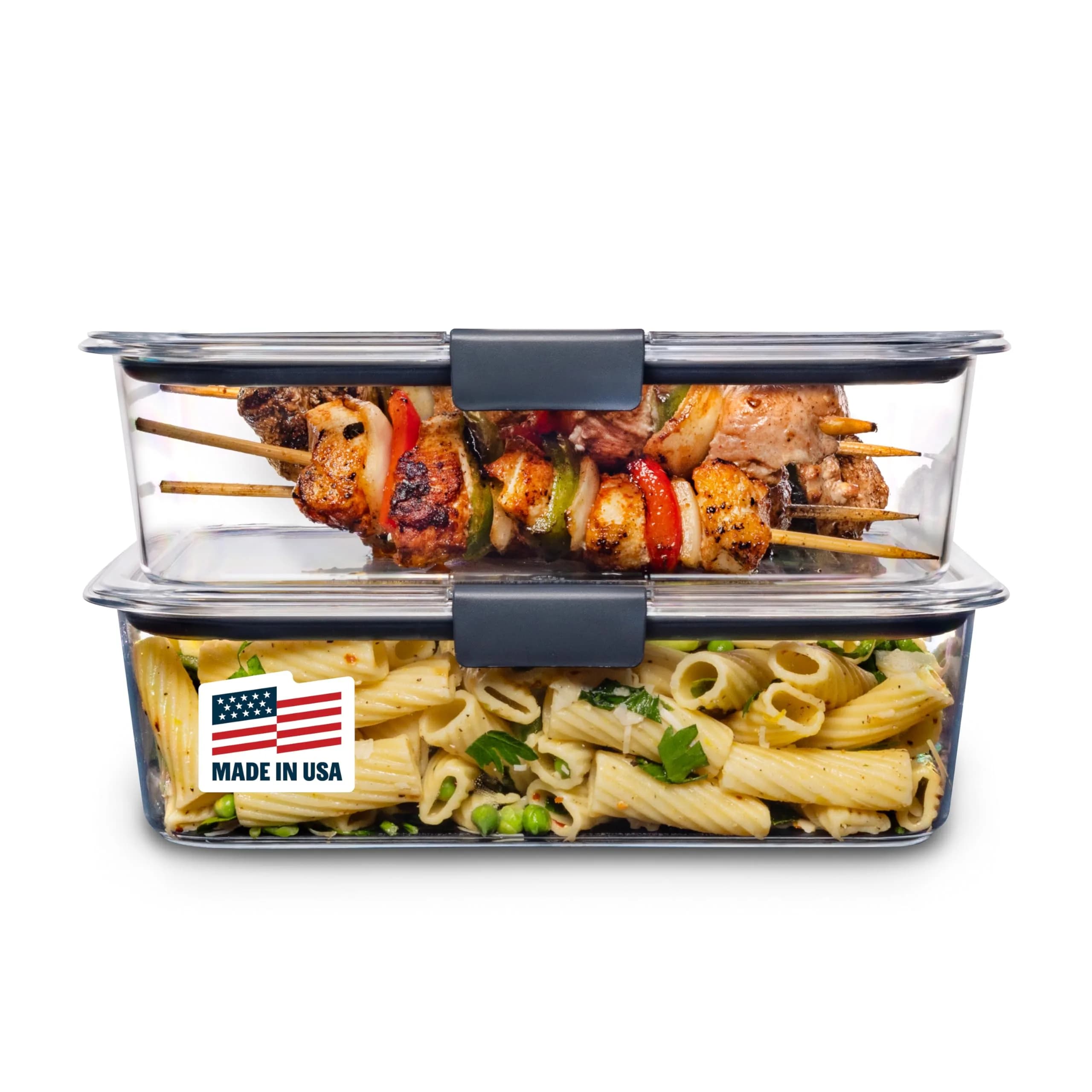 Rubbermaid Brilliance BPA-Free Food Storage Containers with Lids, Airtight Clear Set of 2 (9.6 Cup / 2.27 L) | Leak-Proof & Stackable for Meal Prep