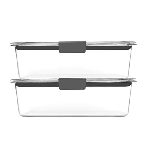 Rubbermaid Brilliance BPA-Free Food Storage Containers with Lids, Airtight Clear Set of 2 (9.6 Cup / 2.27 L) | Leak-Proof & Stackable for Meal Prep thumbnail 2