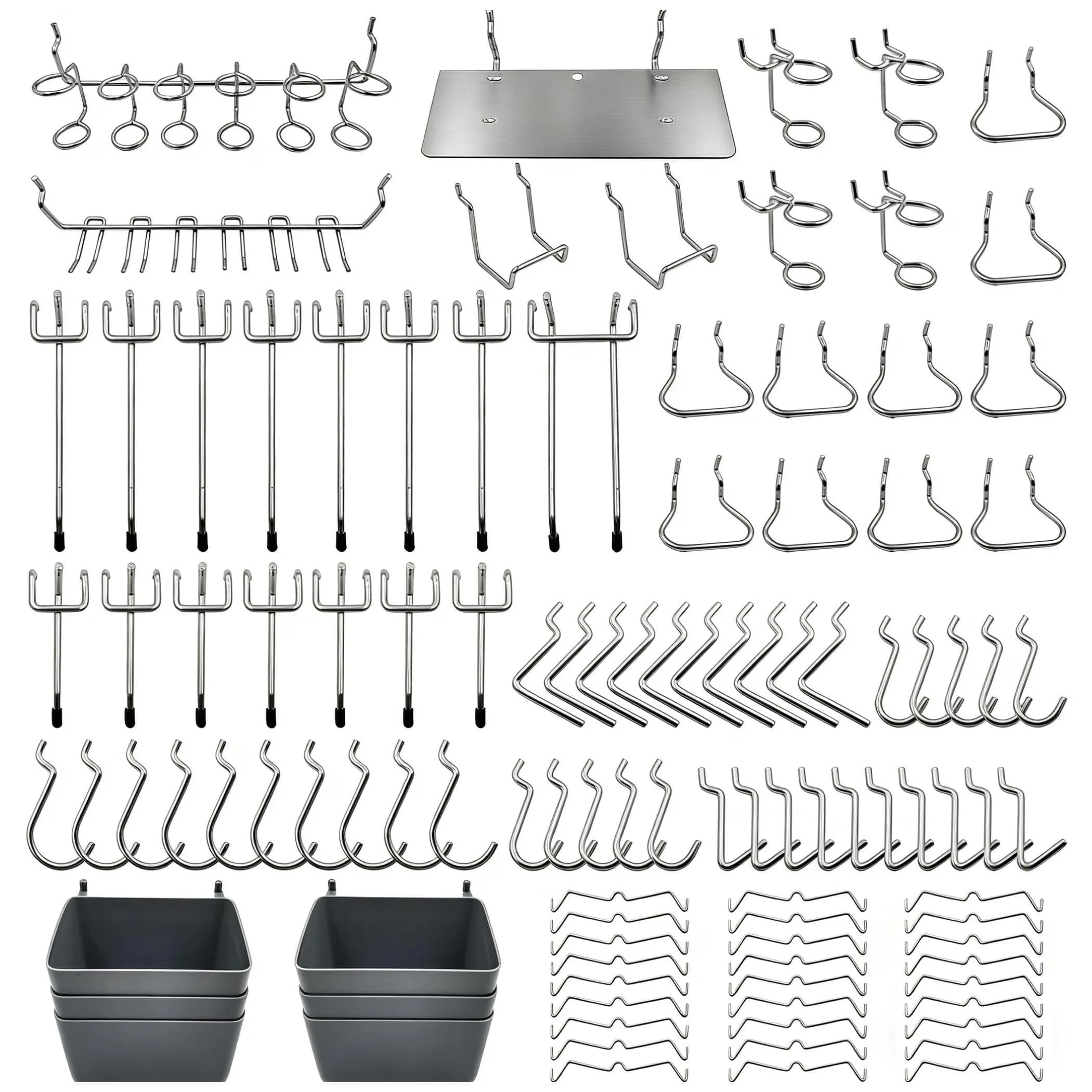 FRIMOONY 140-Piece Pegboard Hooks Assortment with Bins & Locks | Organize Tools on 1/8" & 1/4" Pegboards
