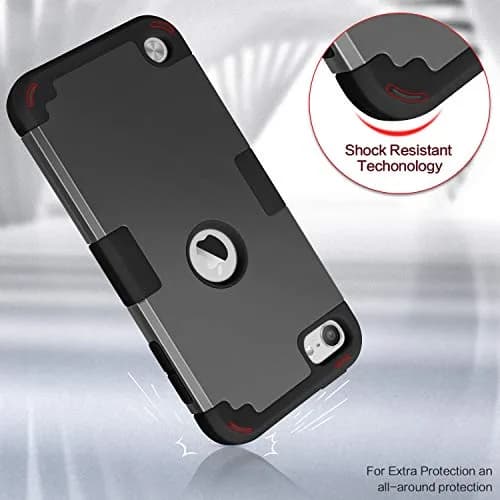 IDweel Black Hybrid Case with 2 Screen Protectors for iPod Touch 7th/6th/5th Gen | Heavy Duty Protection thumbnail 5