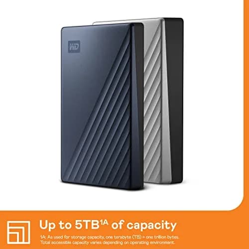 WD 5TB My Passport Ultra Portable External Hard Drive Blue | Password & Ransomware Defense thumbnail 4