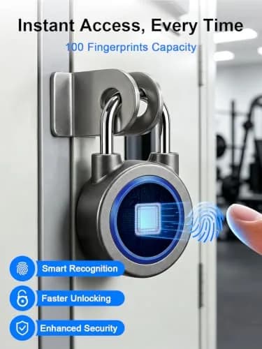 MEGAFEIS Biometric Fingerprint Padlock Blue 1.97in (5cm) Shackle | Bluetooth App Control thumbnail 4