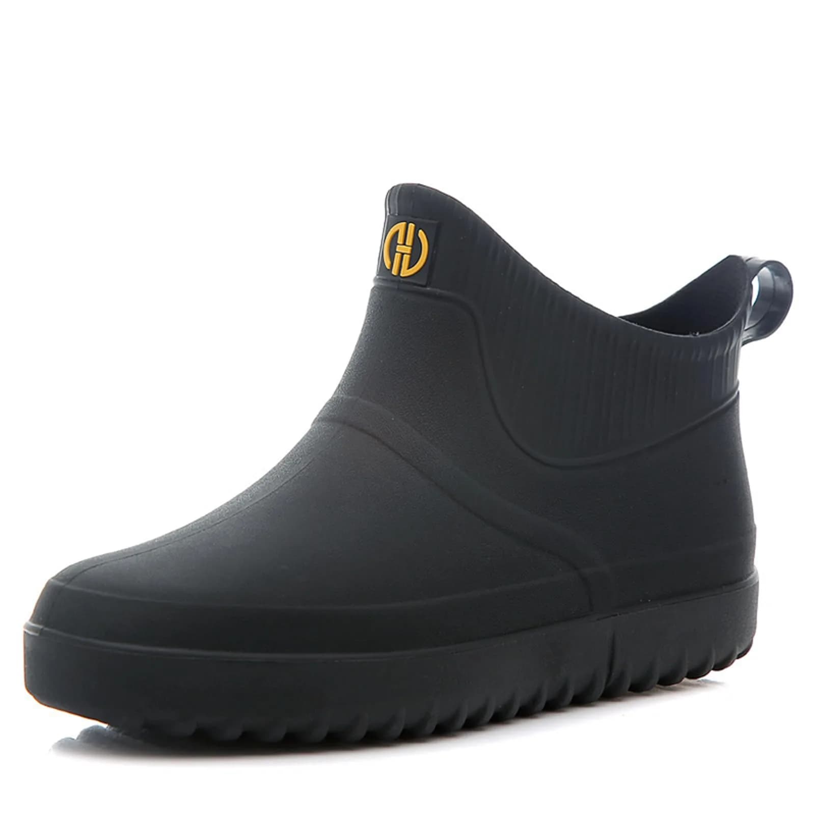 jessie Men's Blue Slip-On Waterproof Ankle Rain Boots Size 8.5 (US) | Non-Slip Rubber Work Footwear — Black / 8.5