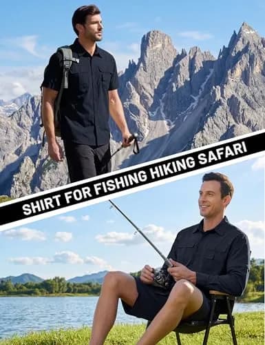 TACVASEN Men's Zip Off Hiking Shirts Long Sleeve Navy XL | Breathable Quick-Dry Nylon thumbnail 6