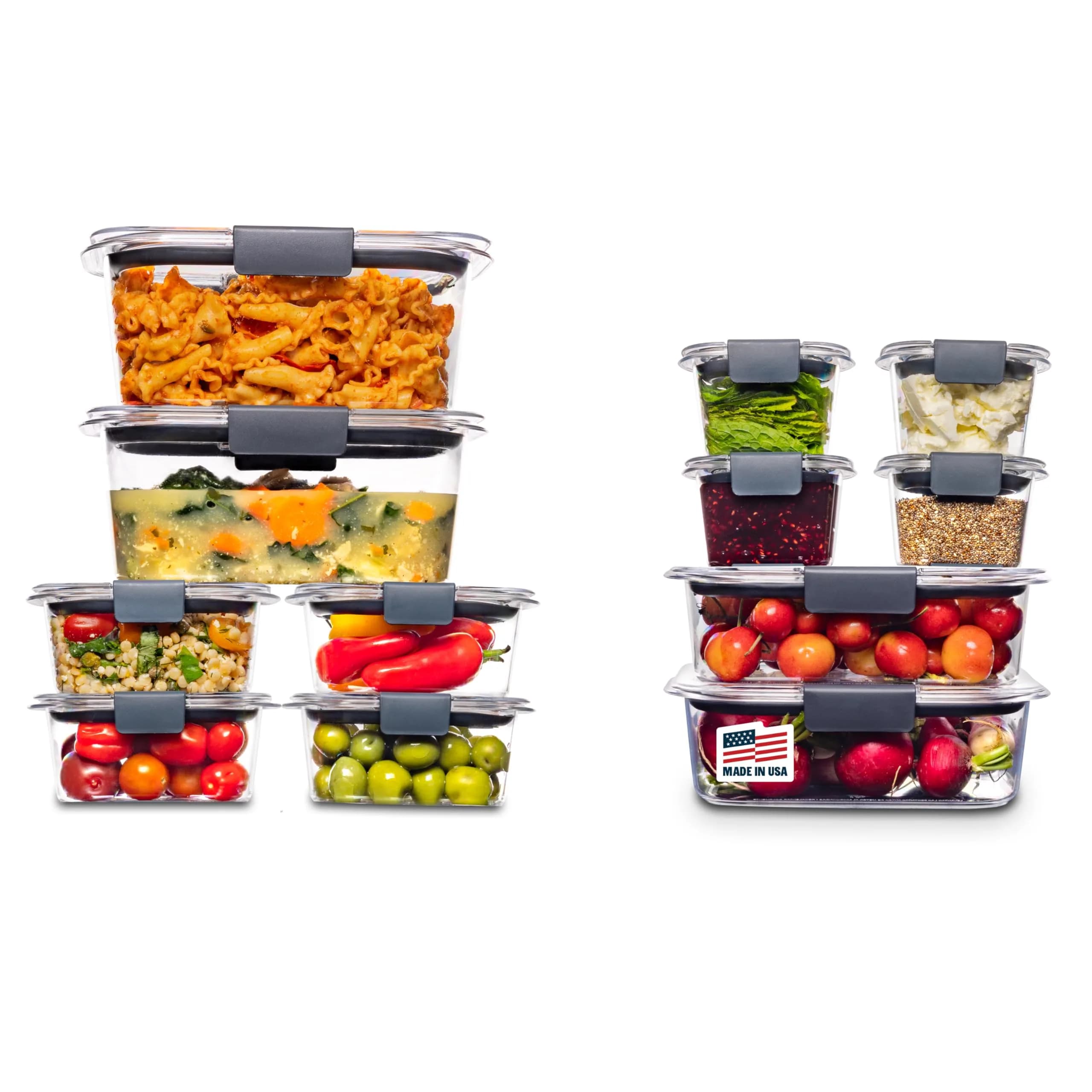 Rubbermaid Brilliance Food Storage Containers 14 Piece Set | Airtight & Leak-Proof Plastic Containers with Lids — 24-Piece