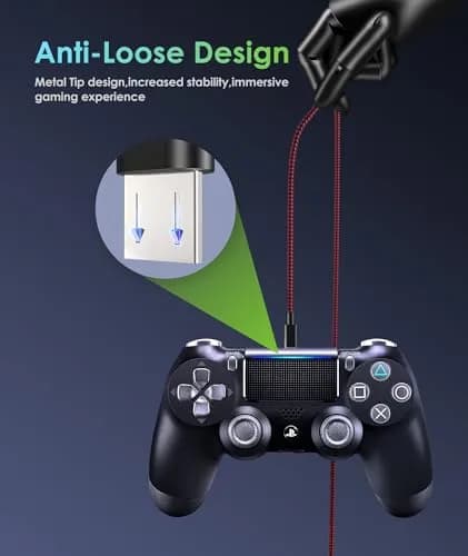 6amLifestyle PS4 Charger Cable for Controller, 2 Pack 10ft Micro USB Cord | Fast Charging & Data Sync thumbnail 5