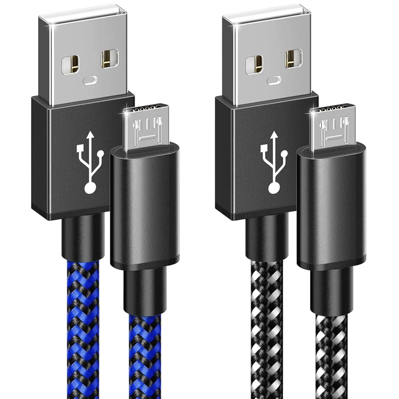 6amLifestyle 2 Pack 10ft (3m) Micro USB Charging Cables | Braided Nylon for PS4 Controllers - main product image