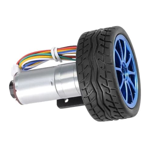 Garosa 12V Electric Gear Motor with Mounting Bracket | 130 RPM, Full Metal Gear, Rubber Tire Kit for DIY Robots & Smart Cars thumbnail 3