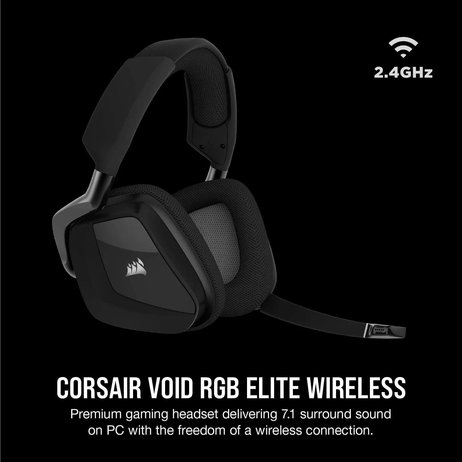 Corsair Void RGB Elite Wireless Gaming Headset – 7.1 Surround Sound – Omni-Directional Microphone – Microfiber Mesh Earpads – Up to 40ft Range – iCUE Compatible – PC, Mac, PS5, PS4 – Carbon thumbnail 2