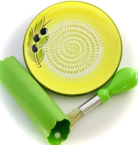 BonCera Premium Ceramic Garlic Grater Plate Set - Yellow Olive | Safe, Durable & Versatile thumbnail 2