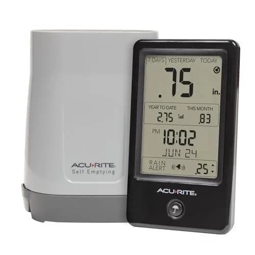 AcuRite Wireless Rain Gauge with Self-Emptying Collector & Alerts (0.9 lb) | Measures Rainfall Accurately thumbnail 1
