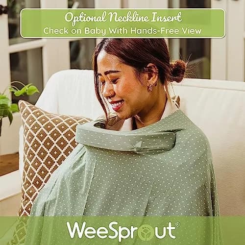 WeeSprout Nursing Cover Grey Stripe 54x27 Inch | Soft Breathable Lenzing Modal Poncho for Breastfeeding thumbnail 4