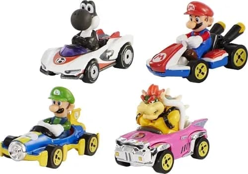 Hot Wheels Mario Kart Set of 4 Die-Cast Toy Cars | 1:64 Scale Replica for Kids 3+ thumbnail 4