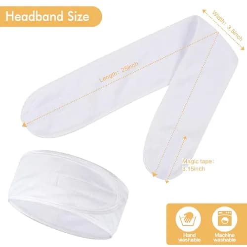 SINLAND Adjustable Spa Facial Headband 3 Pack Multicolor | Soft Microfiber Hair Wrap with Magic Tape for Face Washing, Yoga, Sports thumbnail 5