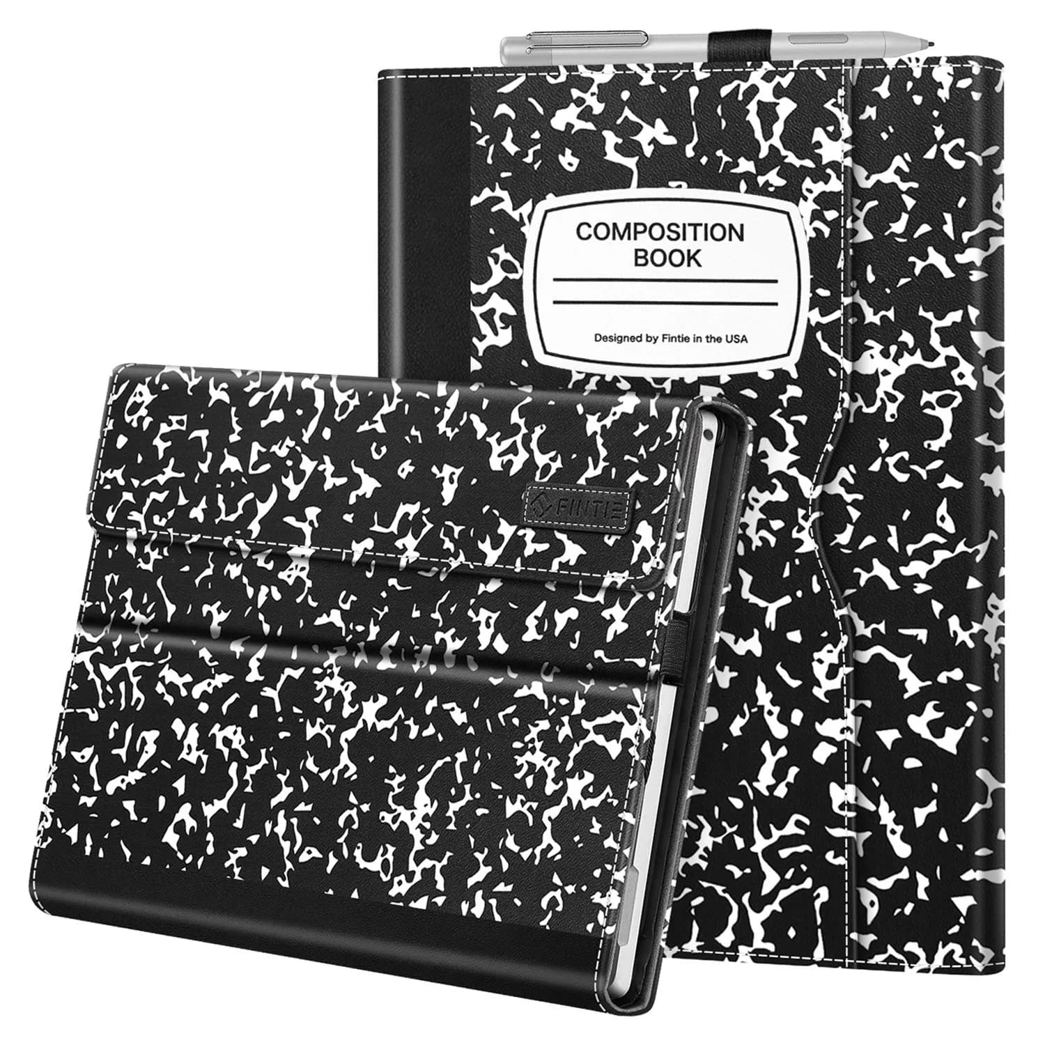 Fintie Case for Microsoft Surface Pro 7 Plus/7/6/5/4/3 12.3-inch Tablet | Premium Synthetic Leather Folio with Kickstand & Stylus Holder — composition book