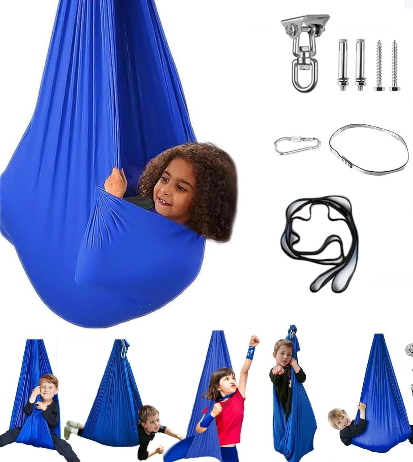 Aokitec Sensory Swing for Kids & Adults, 150cm x 170cm (59"x67") | Indoor Outdoor Cuddle Hammock Chair
