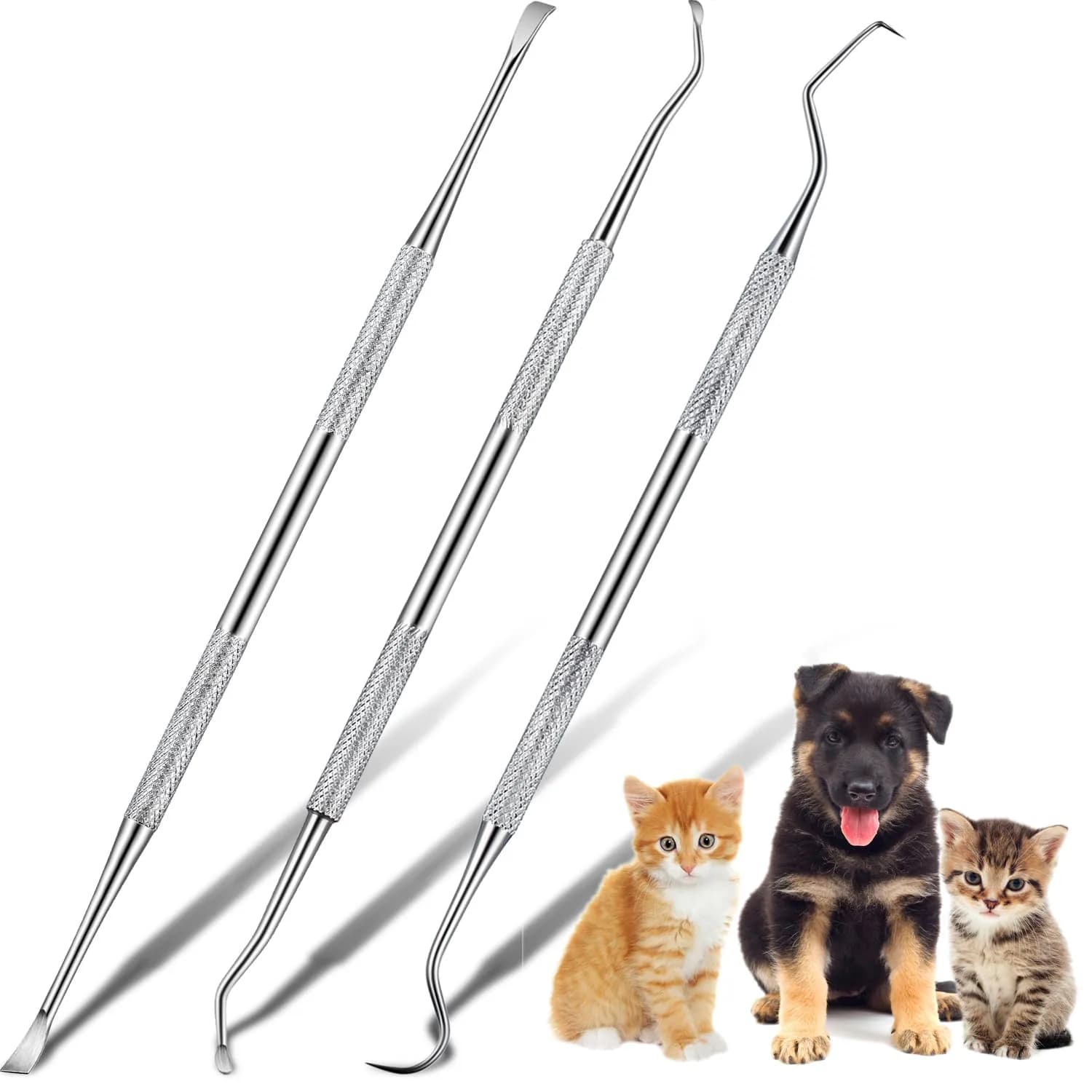 Hotop Stainless Steel Dog Tooth Scaler & Scraper 3 Pcs | Tartar & Plaque Removal Tool for Dogs - main product image