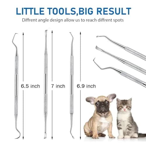 Hotop Stainless Steel Dog Tooth Scaler & Scraper 3 Pcs | Tartar & Plaque Removal Tool for Dogs thumbnail 5