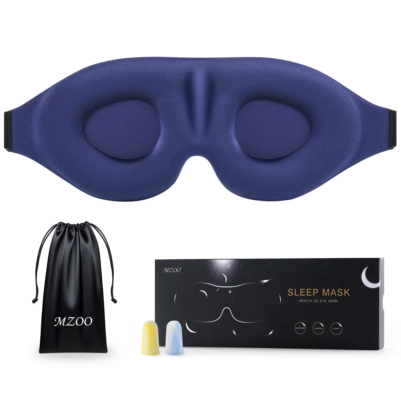 MZOO Luxury 3D Contoured Sleep Mask 10cm (3.9in) | Patented Light Blocking for Deep Sleep