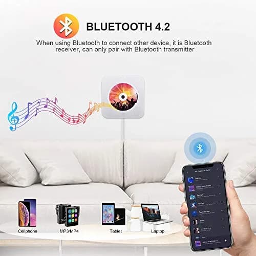 Qoosea Portable CD Player with Bluetooth Wall Mountable Home Audio Boombox 1 Disc, 540g (1.19 lb) | FM Radio, HiFi Speakers, Remote Control thumbnail 3