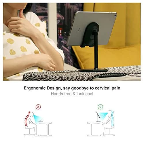 Bright Stone Adjustable Phone Stand for Desk, Black | Compatible with 4"-12.9" Phones/Tablets/iPhone/iPad/Switch thumbnail 4