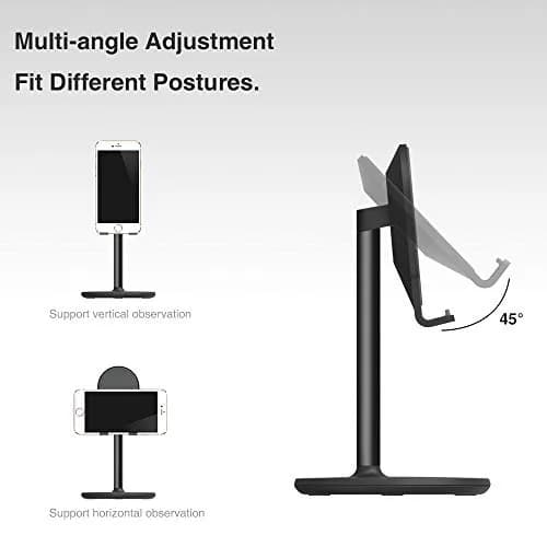 Bright Stone Adjustable Phone Stand for Desk, Black | Compatible with 4"-12.9" Phones/Tablets/iPhone/iPad/Switch thumbnail 6