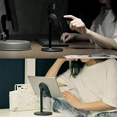 Bright Stone Adjustable Phone Stand for Desk, Black | Compatible with 4"-12.9" Phones/Tablets/iPhone/iPad/Switch thumbnail 2