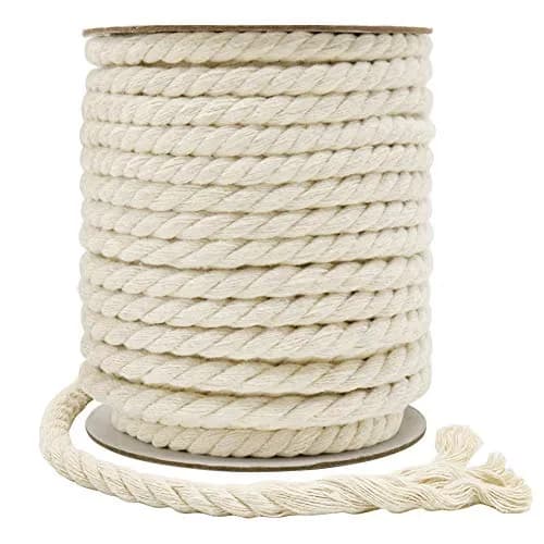 Tenn Well 8mm Macrame Cord 18m (59 Feet) Beige 3-Ply Twisted Cotton Rope | Crafting & Wall Hangings thumbnail 1