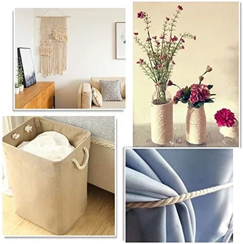 Tenn Well 8mm Macrame Cord 18m (59 Feet) Beige 3-Ply Twisted Cotton Rope | Crafting & Wall Hangings thumbnail 5