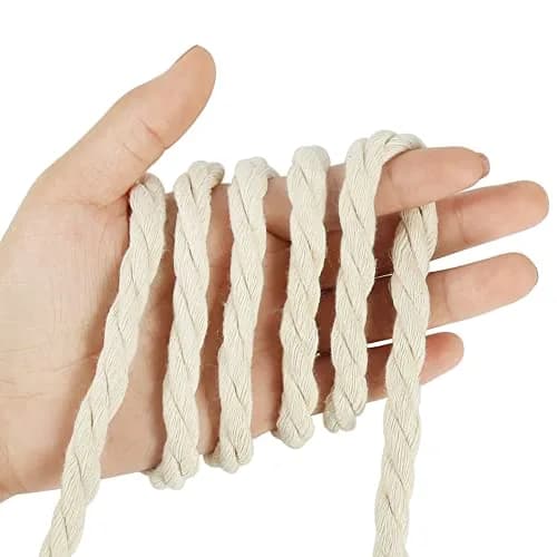 Tenn Well 8mm Macrame Cord 18m (59 Feet) Beige 3-Ply Twisted Cotton Rope | Crafting & Wall Hangings thumbnail 2