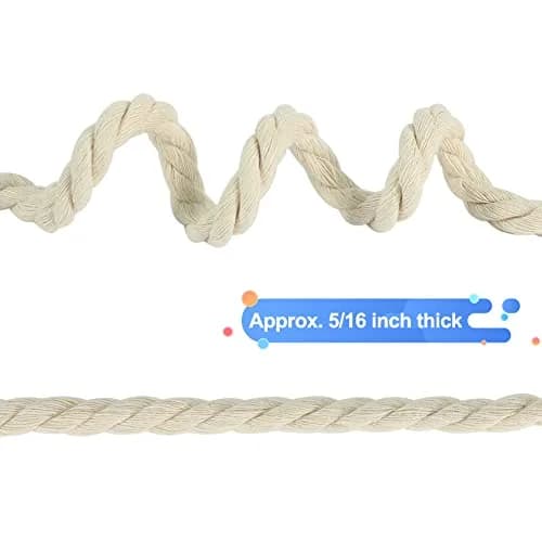 Tenn Well 8mm Macrame Cord 18m (59 Feet) Beige 3-Ply Twisted Cotton Rope | Crafting & Wall Hangings thumbnail 3