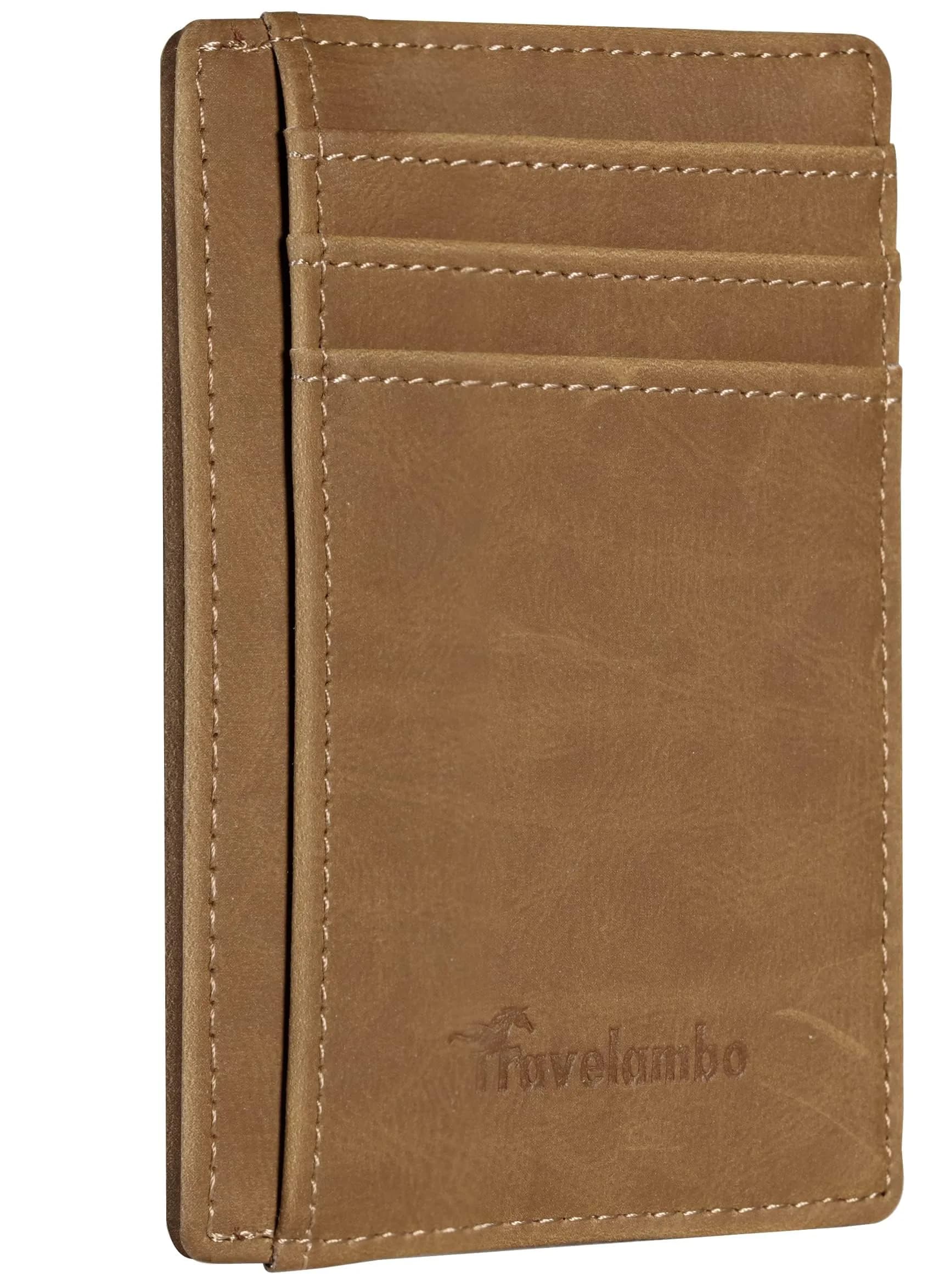 Travelambo Slim Wallet Front Pocket Minimalist Leather RFID Blocking Medium Size - main product image