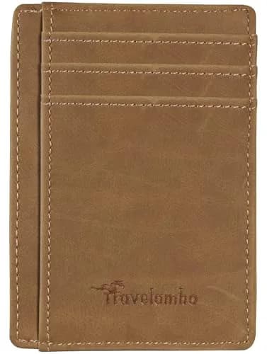 Travelambo Slim Wallet Front Pocket Minimalist Leather RFID Blocking Medium Size thumbnail 9