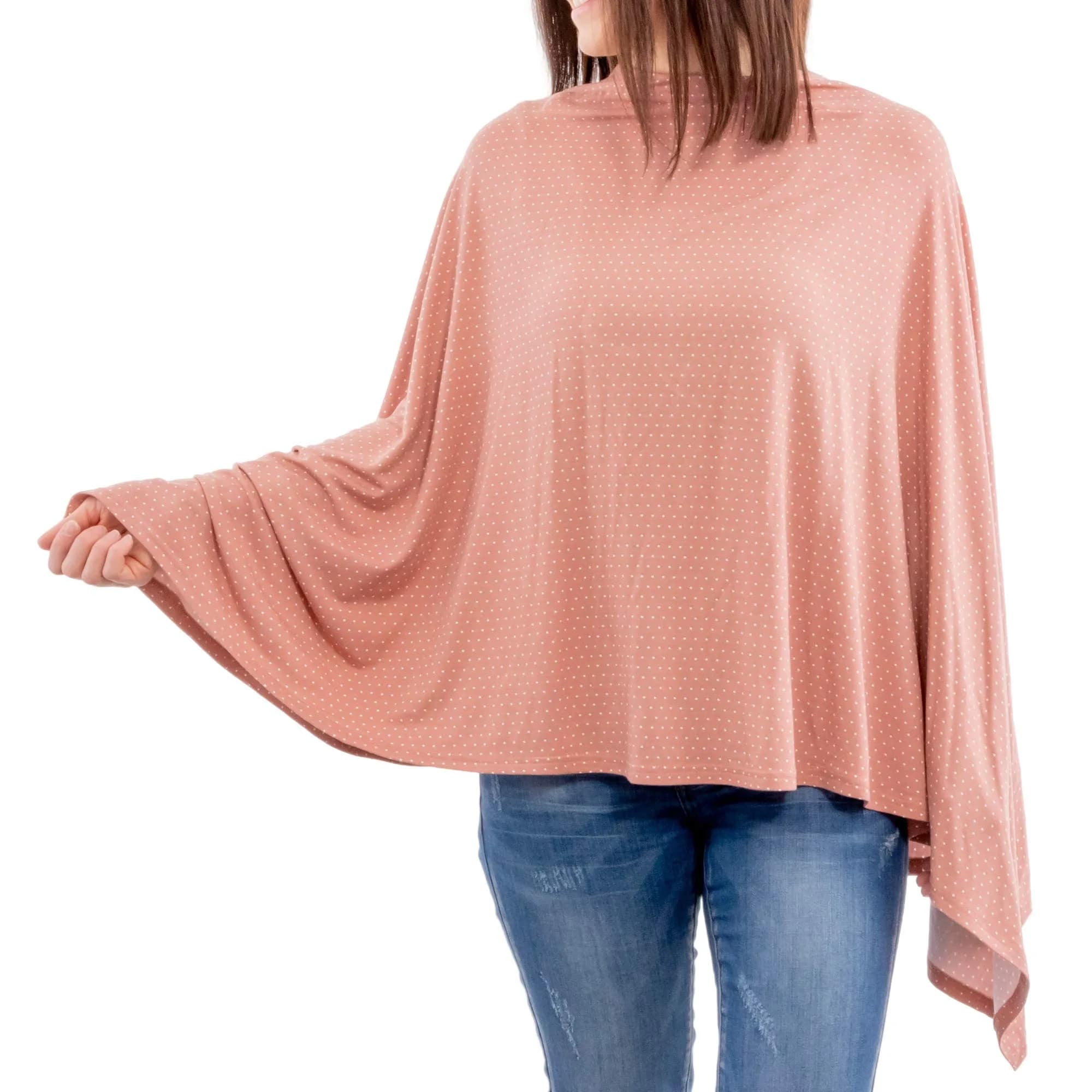 WeeSprout Nursing Cover Rosemary Stitch | Breathable Lenzing Modal Poncho with Hands-Free View — Dotted Rose