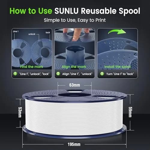 SUNLU PLA 3D Printer Filament, Black, 1kg | Reliable, Easy to Use, No Clogs thumbnail 5