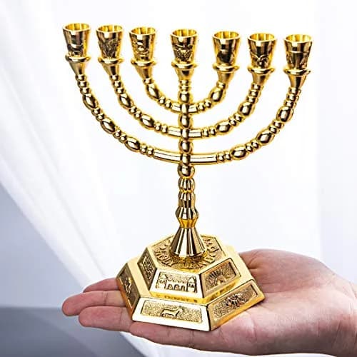 YU FENG 7 Branch Menorah Candle Holder 15.8cm (6.22 inches) | Hanukkah Decoration for Shabbat & Tabernacle thumbnail 4