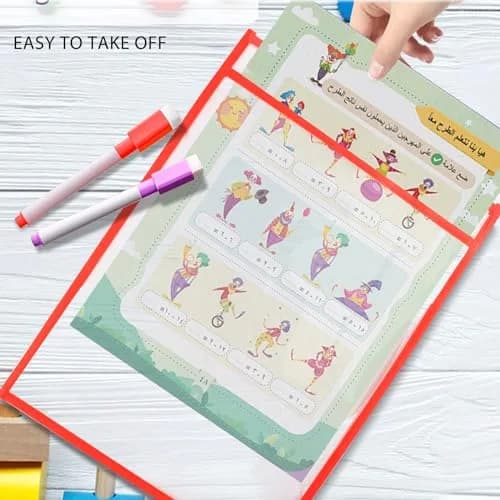 Ufamrine 6 Pcs Dry Erase Pockets Sleeves Colorful, Job Ticket Holders 25cm x 33cm | Reusable Plastic Sleeves for Classroom thumbnail 4