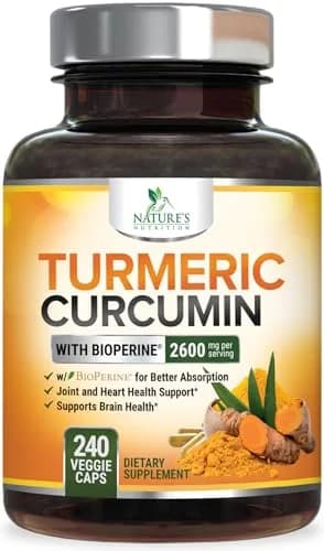 Nature's Nutrition Turmeric Curcumin Supplement 240 Capsules | 2400mg Organic Turmeric & BioPerine for Joint & Immune Support thumbnail 1