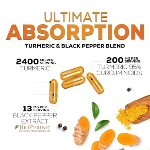 Nature's Nutrition Turmeric Curcumin Supplement 240 Capsules | 2400mg Organic Turmeric & BioPerine for Joint & Immune Support thumbnail 6