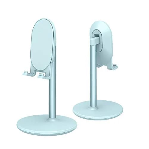 Bright Stone Adjustable Phone Stand for Desk, Compatible with 4"-12.9" Phones/Tablets/iPhone/iPad/Switch (Blue) | Stable Aluminum Alloy Bracket thumbnail 1
