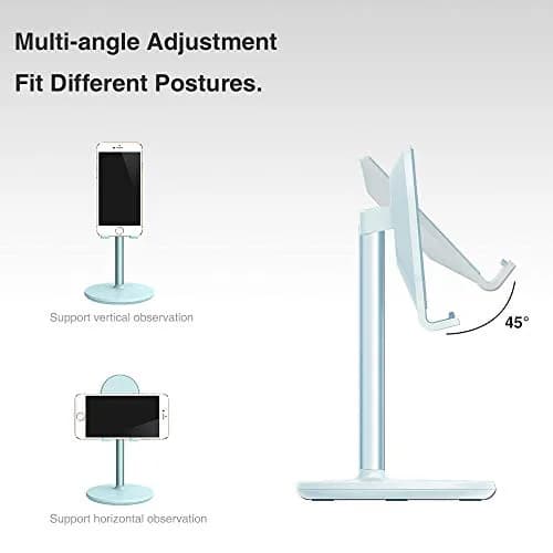 Bright Stone Adjustable Phone Stand for Desk, Compatible with 4"-12.9" Phones/Tablets/iPhone/iPad/Switch (Blue) | Stable Aluminum Alloy Bracket thumbnail 5